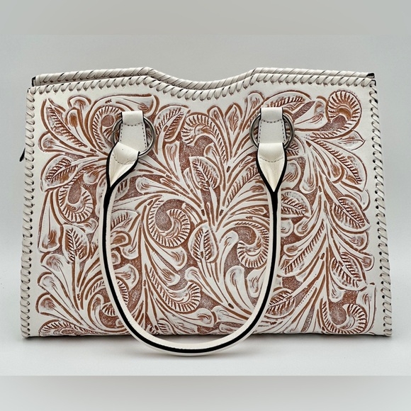 Hand tooled leather tote - Picture 2 of 7